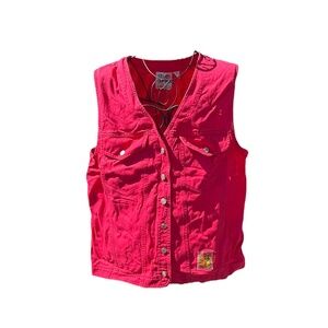 VTG 90s "Street Styles" by Elisabeth Hip Hop Bright Magenta Denim Pink Vest 1X